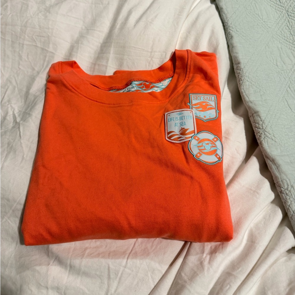 Disney Cruise Line Bright Orange Graphic T-Shirt XXL